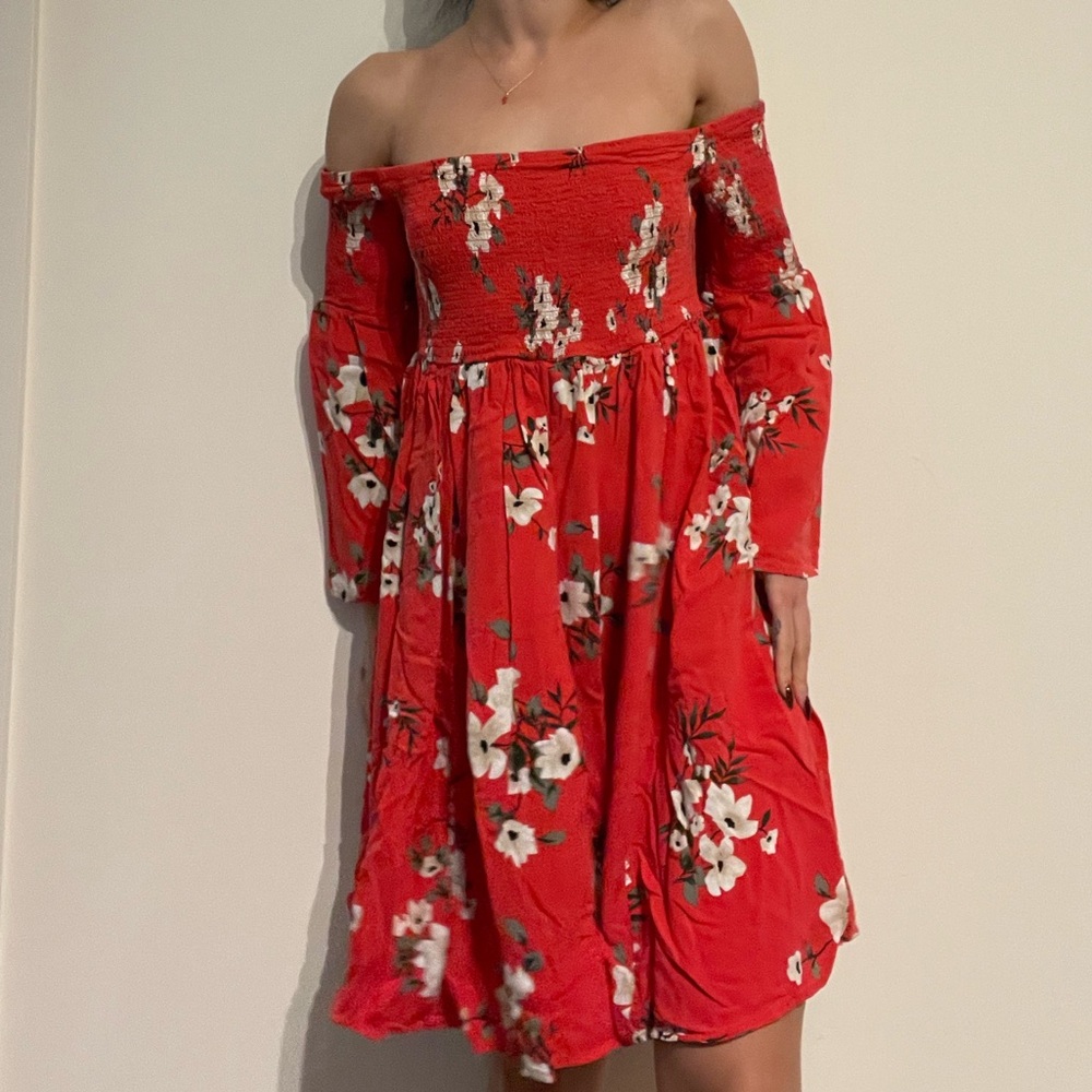 Floral Red Dress